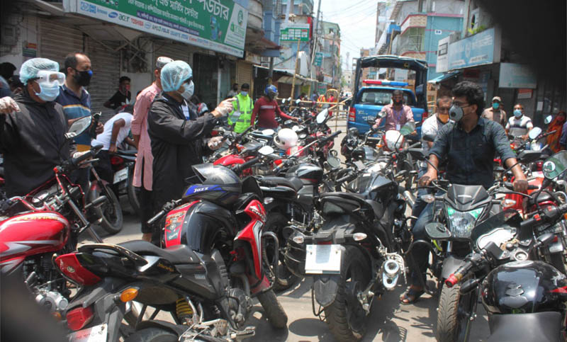 ঝালকাঠিতে অর্ধশত মোটরসাইকেল আটক