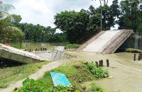 গার্ডার ছাড়াই সেতু ঢালাই, ভেঙে ফেলার আগেই ধসে পড়ল খালে