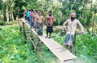 কাঠের সাঁকোই ১০ গ্রামের মানুষের ভরসা