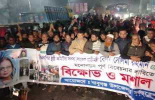 সেলিমা রহমানের মনোনয়ন দাবিতে বাবুগঞ্জে মশাল মিছিল ও বিক্ষোভ