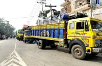 ভোলায় সেতুর দাবিতে দূরপাল্লার পণ্যবাহী ট্রাক আটকে দিল ছাত্র-জনতা