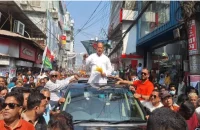 প্রচারণার শেষ দিনে বিএনপি প্রার্থীর গণমিছিলে জনস্রোত