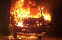 ঝালকাঠিতে লাশের খাটিয়ায় ধাক্কা, পিকআপে আগুন