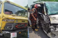 গৌরনদীতে মাইক্রোবাস ও বিপরীতমুখী কাভার্ডভ্যানের সংঘর্ষে, নারী ও শিশুসহ ৫ জন আহত