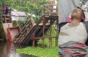 ভোলায় সেতুর পাশ ধসে মালবাহী ট্রাক খাদে পড়ে যুবক নিহত
