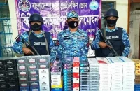 কোস্টগার্ডের অভিযানে ভোলায় বিপুল পরিমাণ বিদেশি অবৈধ সিগারেট জব্দ