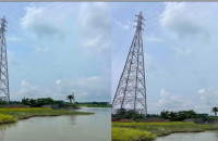 বানারীপাড়ায় সন্ধ্যা নদী গর্ভে বিলীণের পথে বৈদ্যুতিক টাওয়ার : অন্ধকারে নিমজ্জিত হবেন লাখো মানুষ