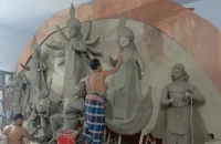 মহালয়া কাল, বরিশালে দুর্গাপূজার শেষ মুহূর্তের প্রস্তুতি